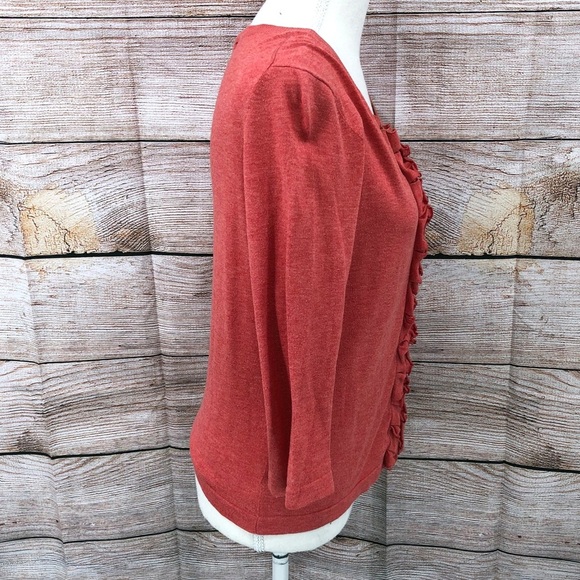 Boden Pink/Coral Ruffled Button Front Cardigan Blouse Size 12 - Picture 4 of 13
